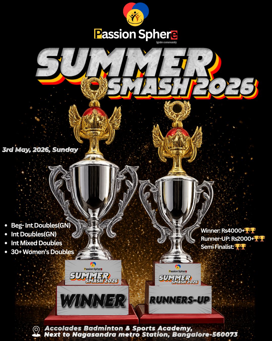 Passion Sphere Presents  Summer Smash 2026 Badminton Tournament